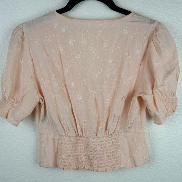 Anthropologie ASTR The Label Embroidered Blush Blouse XS Romantic Floral Cottage - Picture 5 of 10